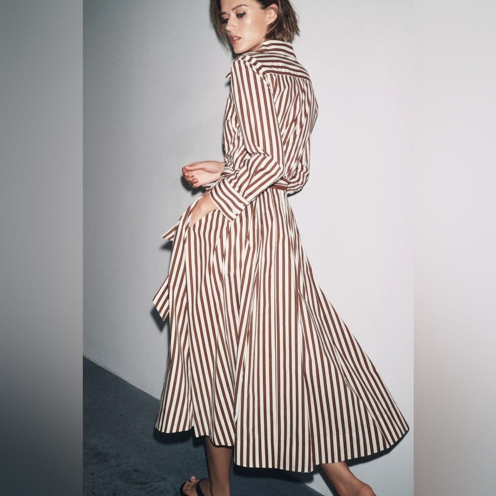 ZARA ZW COLLECTION STRIPED SHIRT DRESS - Picture 2 of 8